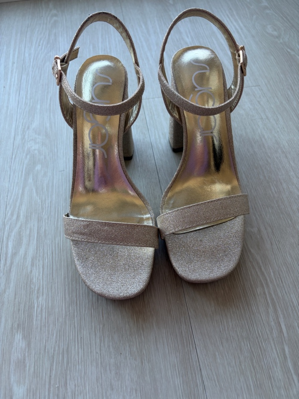 Sugar Gold Glitter Block Heel